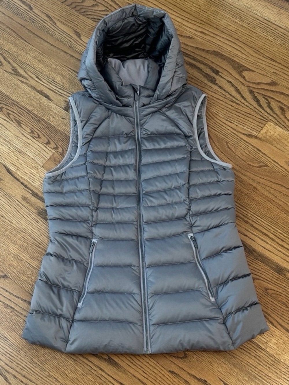 lululemon athletica Gray Quilted Hooded Puffer Vest